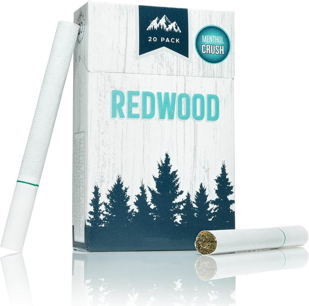 Redwood Premium Herbal Menthol Cigarettes pack front view natural tobacco free smokes.