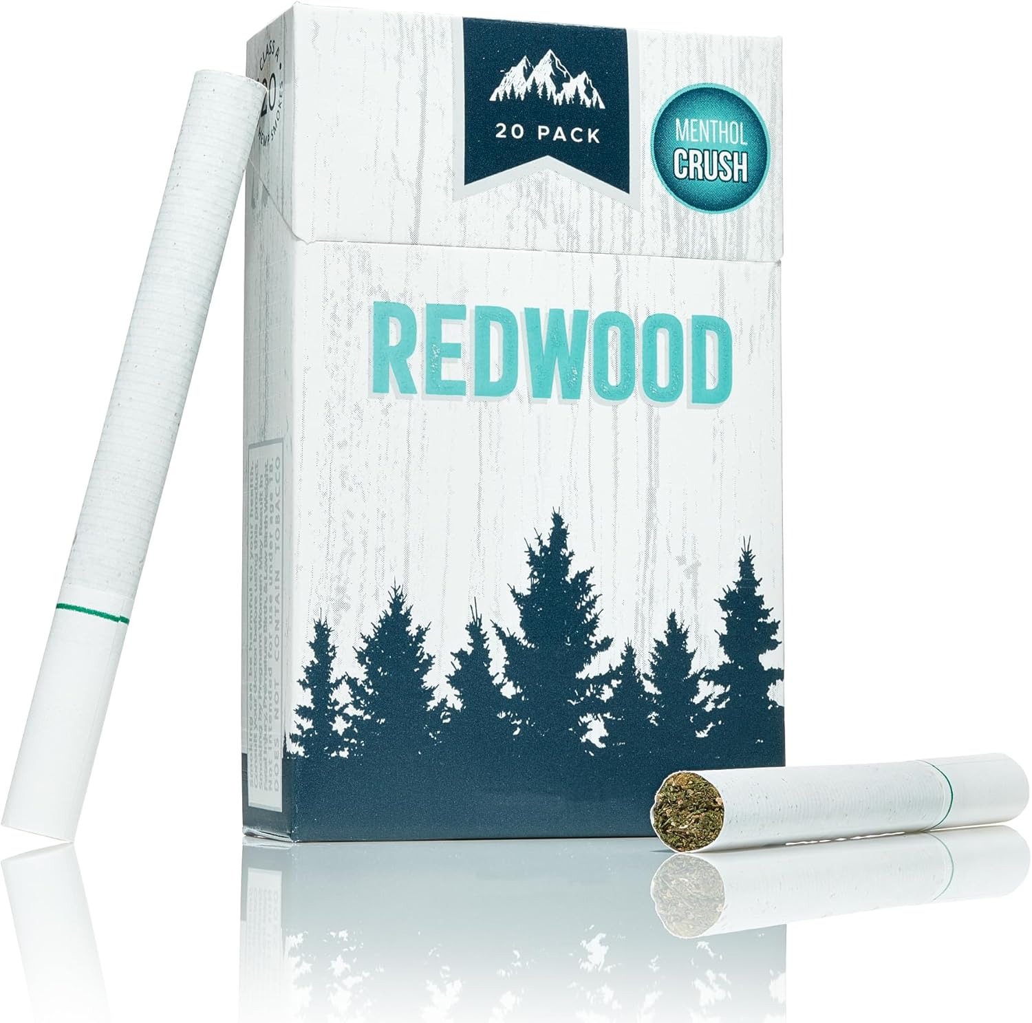 Redwood Premium Herbal Menthol Cigarettes pack front view natural tobacco free smokes.