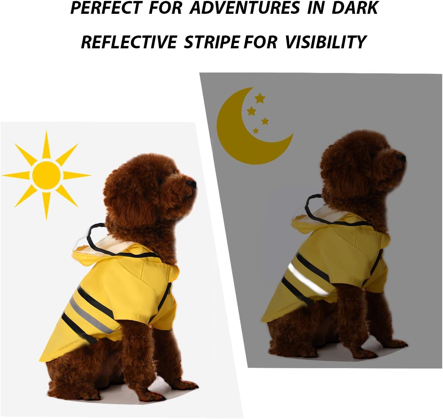 Wizland Waterproof Puppy Raincoat highlighting the comfortable protective hood portion.