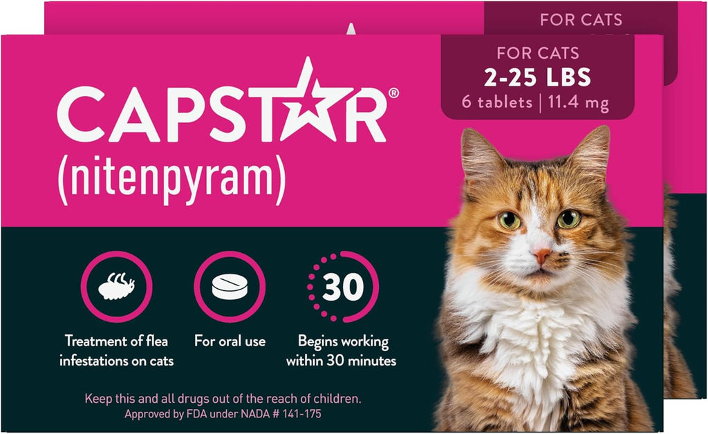 Capstar (nitenpyram) Cat Flea Treatment, Fast-Acting Oral Flea Treatment for Cats 2-25 lbs, Vet-Recommended Medication Tablets Start Killing in 30 Minutes, 6 Doses - Image 10