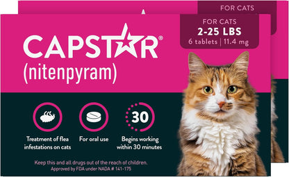 Capstar (nitenpyram) Cat Flea Treatment, Fast-Acting Oral Flea Treatment for Cats 2-25 lbs, Vet-Recommended Medication Tablets Start Killing in 30 Minutes, 6 Doses - Image 10