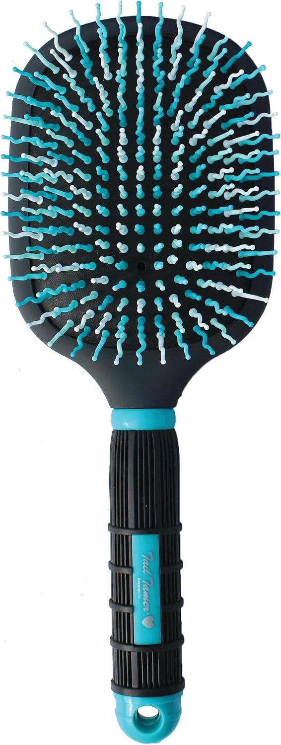 Ergonomic soft-grip handle detail of Tail Tamer brush