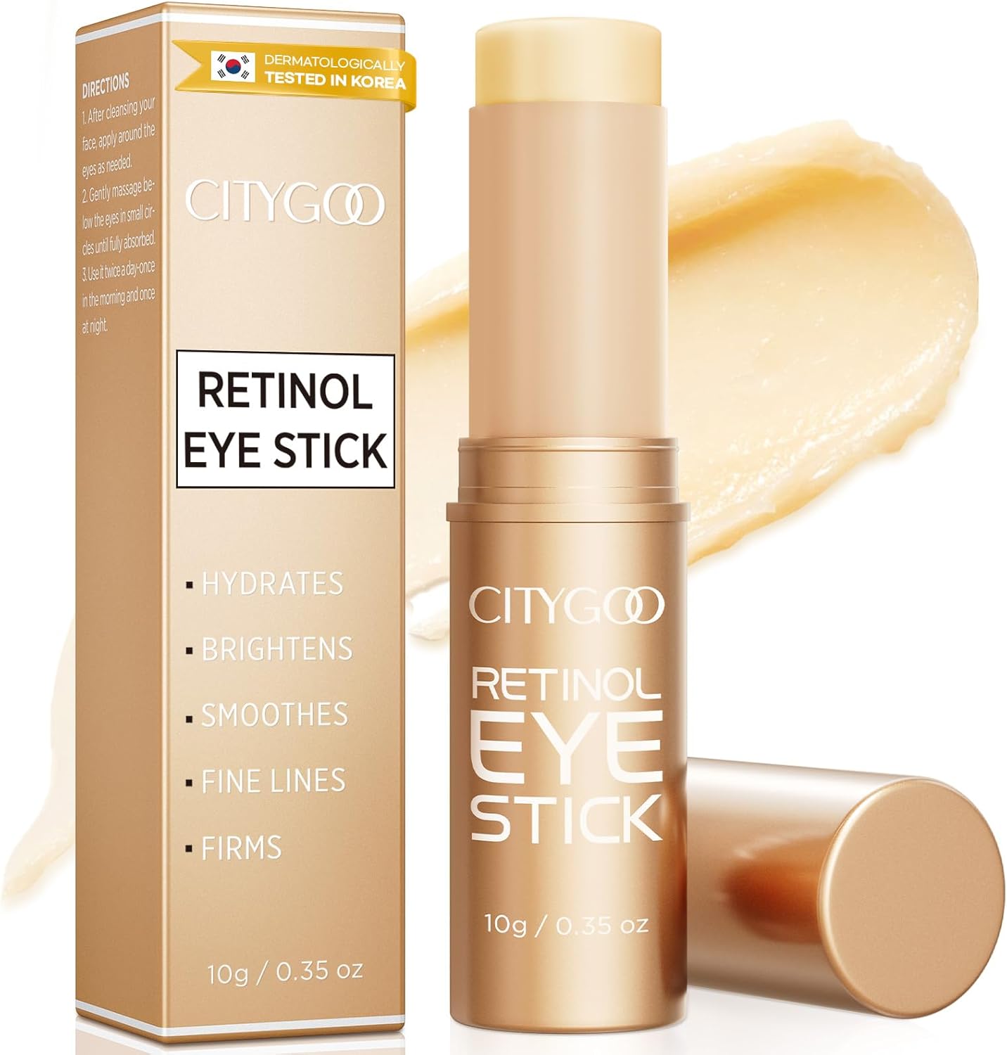 CITYGOO Retinol Eye Stick hydrating balm front view for dark circles treatment