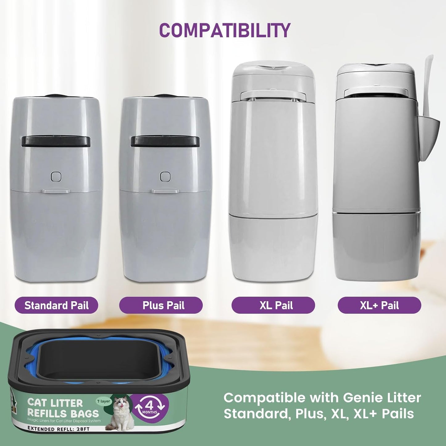 Lisyee seven layer odor control cat litter refills showcasing the continuous twenty eight feet film mechanism.