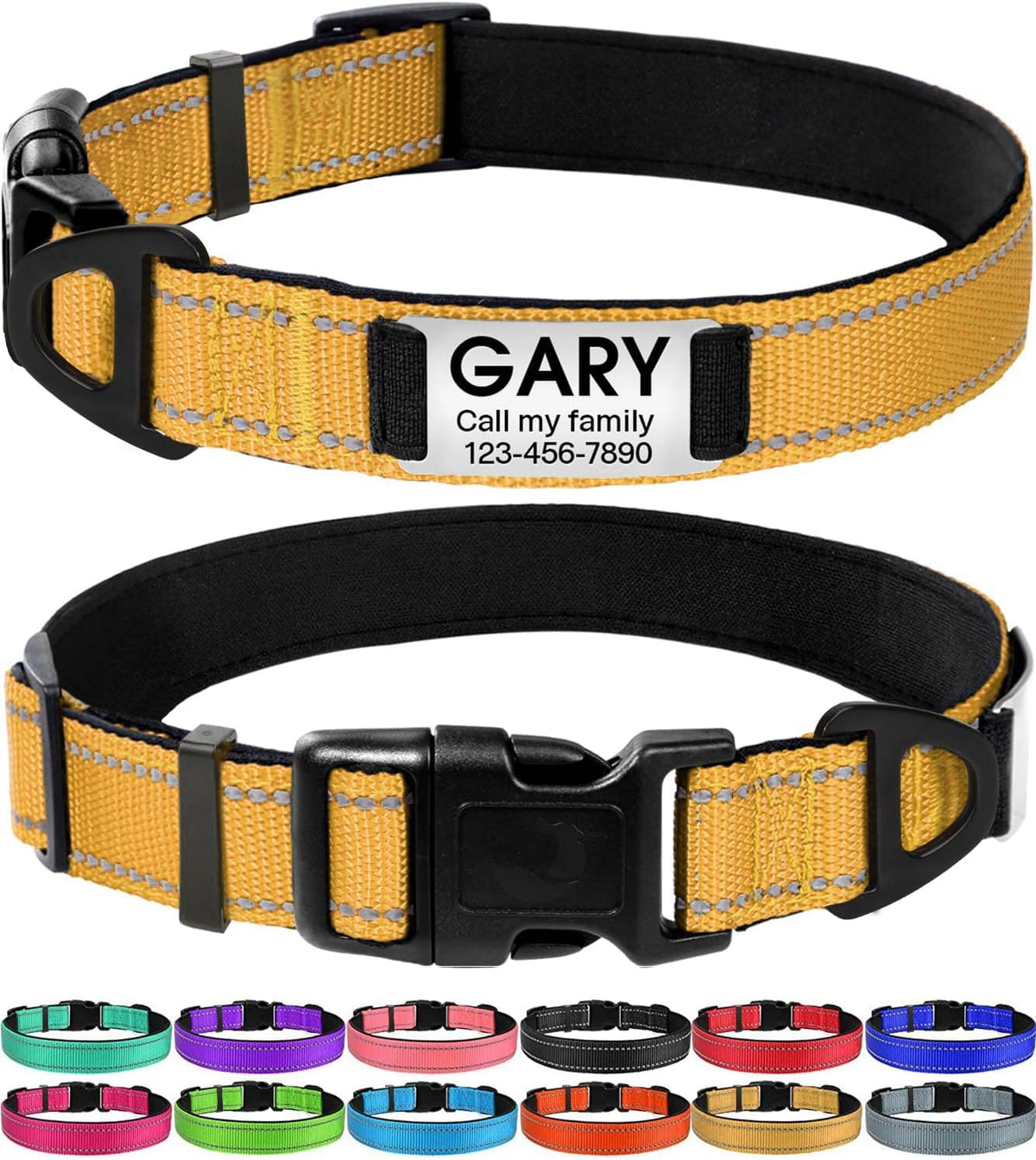 Joytale Personalized Dog Collars with Engraved Name Plate, Silent No Jingle Custom Nylon Collar with Fixed ID Tag, Reflective Soft Neoprene Padded Breathable for Medium Dogs, Hotpink - Image 10