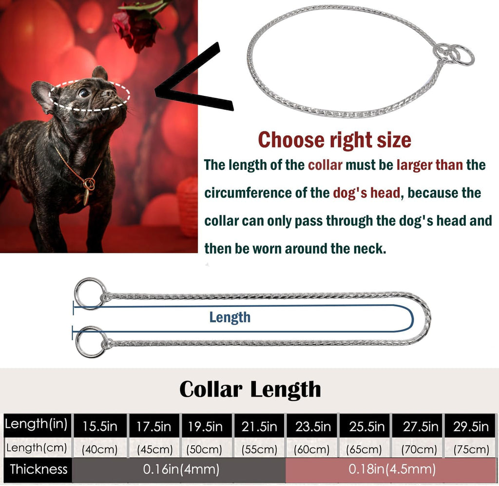 Ximipet anti rust silver plated metal training collar close up details