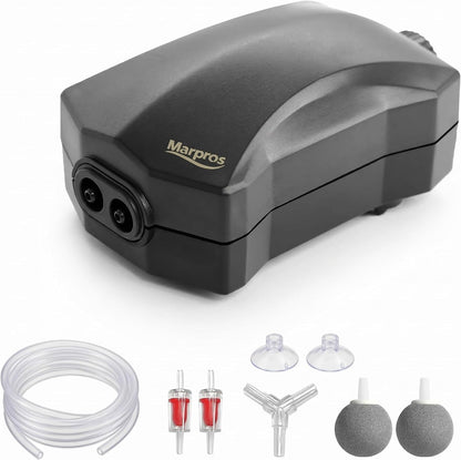 Aquarium Air Pump Single Outlet/Dual Outlet Adjustable Aerator with Accessories for 10-100 Gallon Fish Tank - Image 9