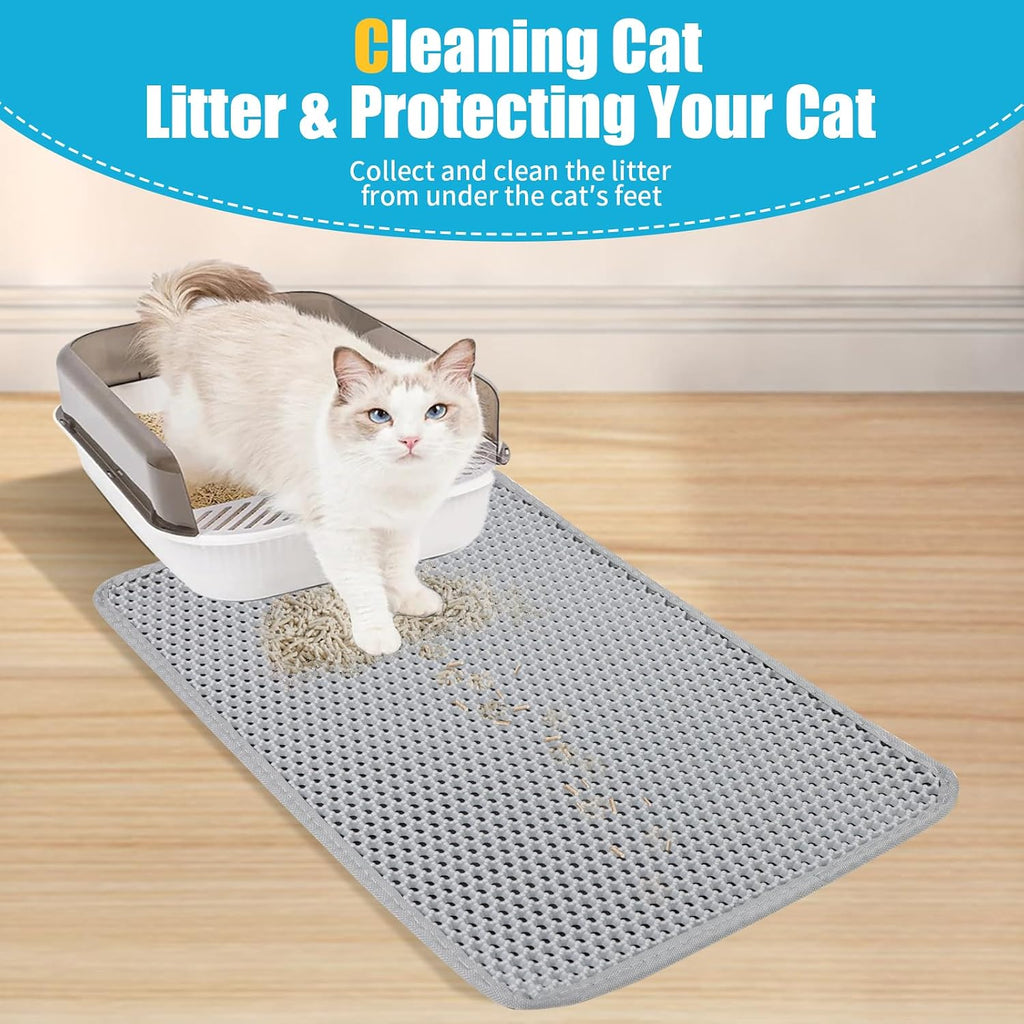FADEYJ large grey cat litter mat showing non slip backing