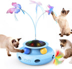 Multi-functional automatic cat entertainment center with rotating butterfly accessories