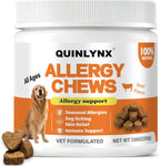 Weallin Pet Royale Quinlynx Dog Allergy Relief Chews front view of the beef flavor bottle