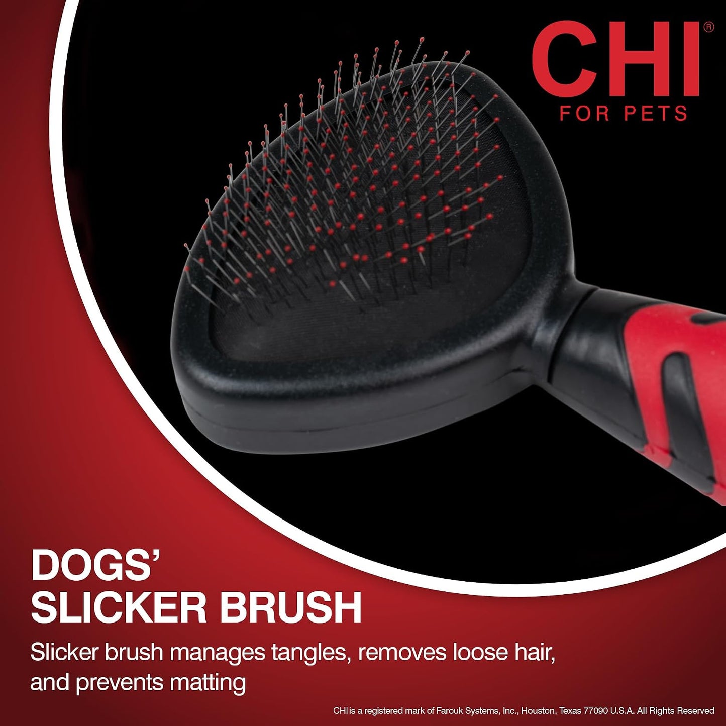 Fine pin slicker brush from the CHI small dog grooming set