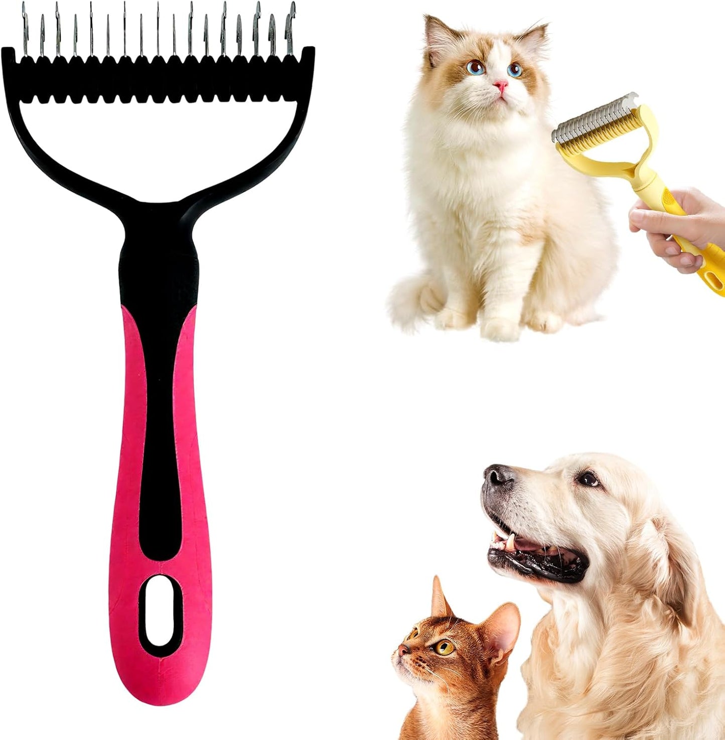 Double-Sided Pet Grooming Brush, 2026 Upgraded Undercoat Rake for Long Haired Pets, Multi-Functional Dematting Comb for Home Grooming, Pet Hair Removal Brush for Pets Owners (1, Blue) - Image 9