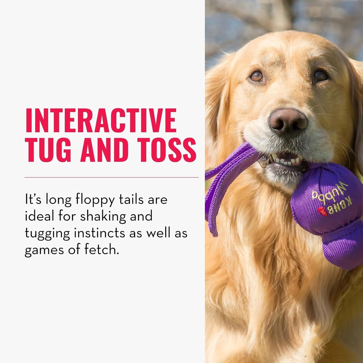 KONG Wubba fetch and tug toy in assorted vibrant colors.