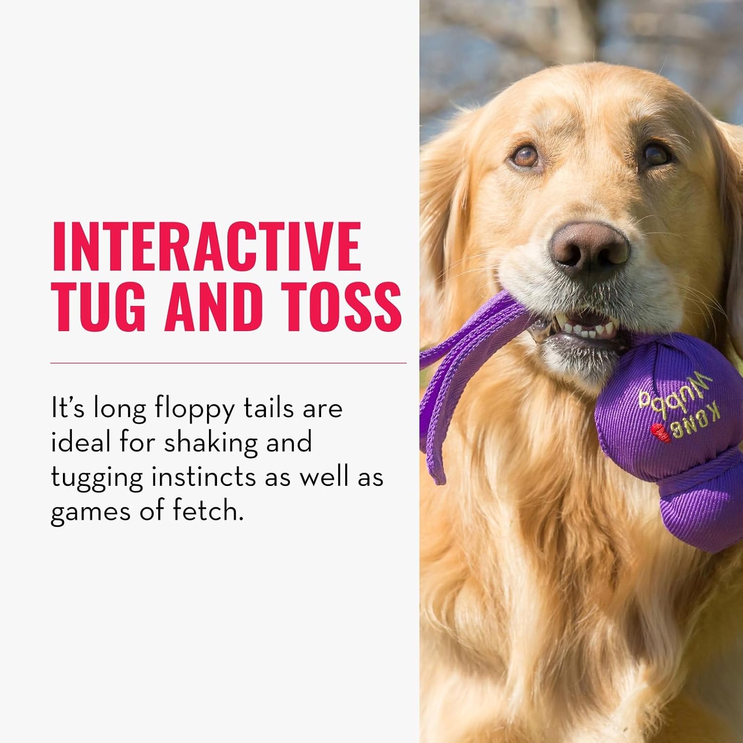 KONG Wubba fetch and tug toy in assorted vibrant colors.