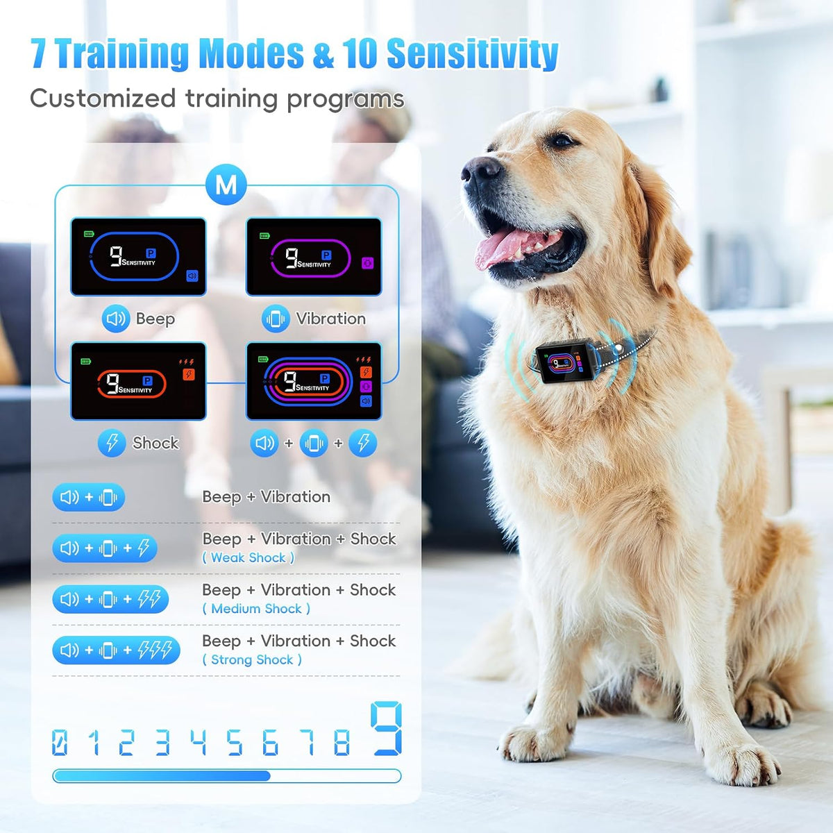 Side view of Yipilu rechargeable bark collar with waterproof casing