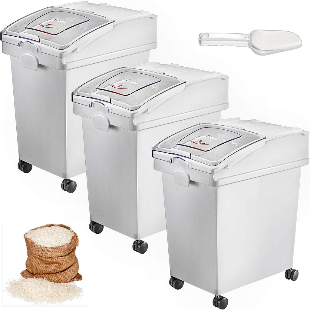 VEVOR Ingredient Storage Bin, 2 x 15L Dispenser Bin with 2 Measuring Cups, Attachable Casters and Airtight Lid, 2 Pcs/Set Dog Pet Food Storage Container, PP Material Kitchen Rice Cereal Flour Bin - Image 15