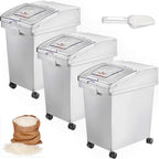 VEVOR Ingredient Storage Bin, 2 x 15L Dispenser Bin with 2 Measuring Cups, Attachable Casters and Airtight Lid, 2 Pcs/Set Dog Pet Food Storage Container, PP Material Kitchen Rice Cereal Flour Bin - Image 15