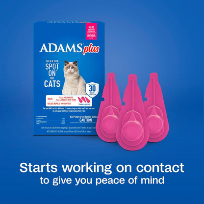 Three month supply pack of Adams flea spot on for adult cats