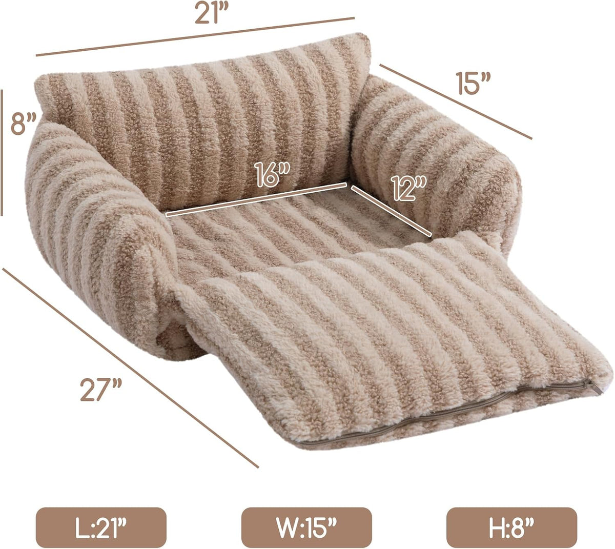 Small cat resting on Hollypet plush pet sofa