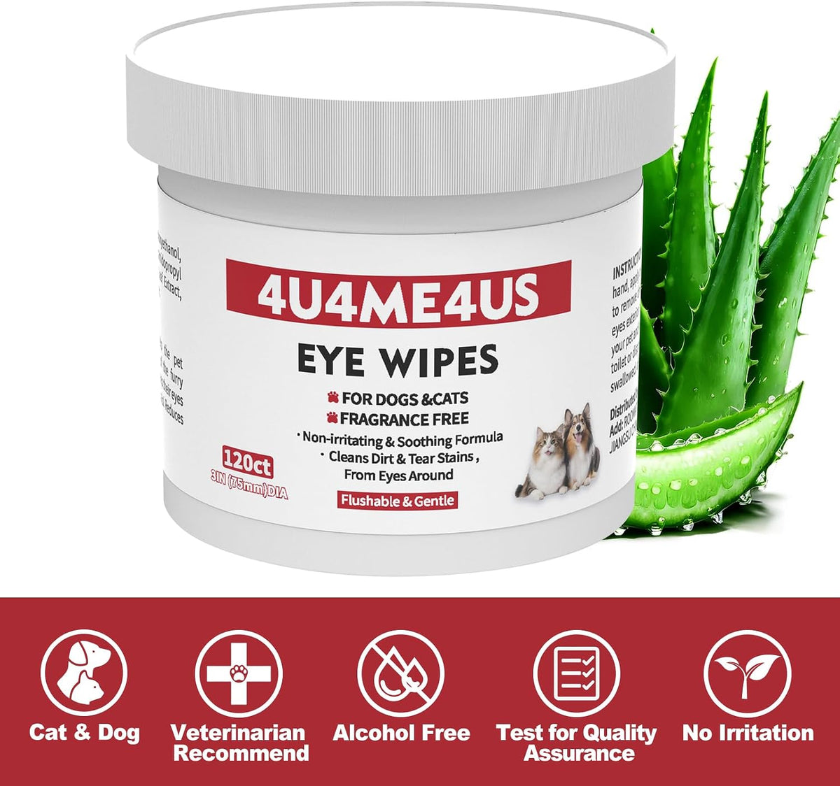 Close up of 4U4ME4US daily flushable pet cleaning pads for dogs and cats