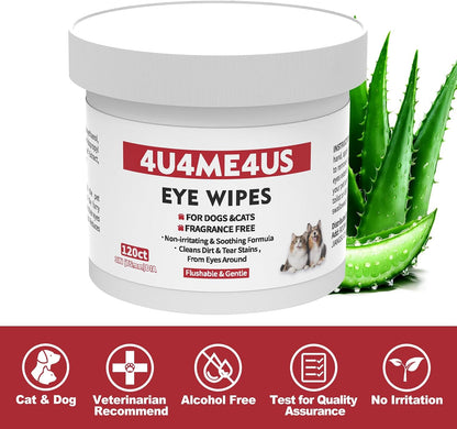 Close up of 4U4ME4US daily flushable pet cleaning pads for dogs and cats