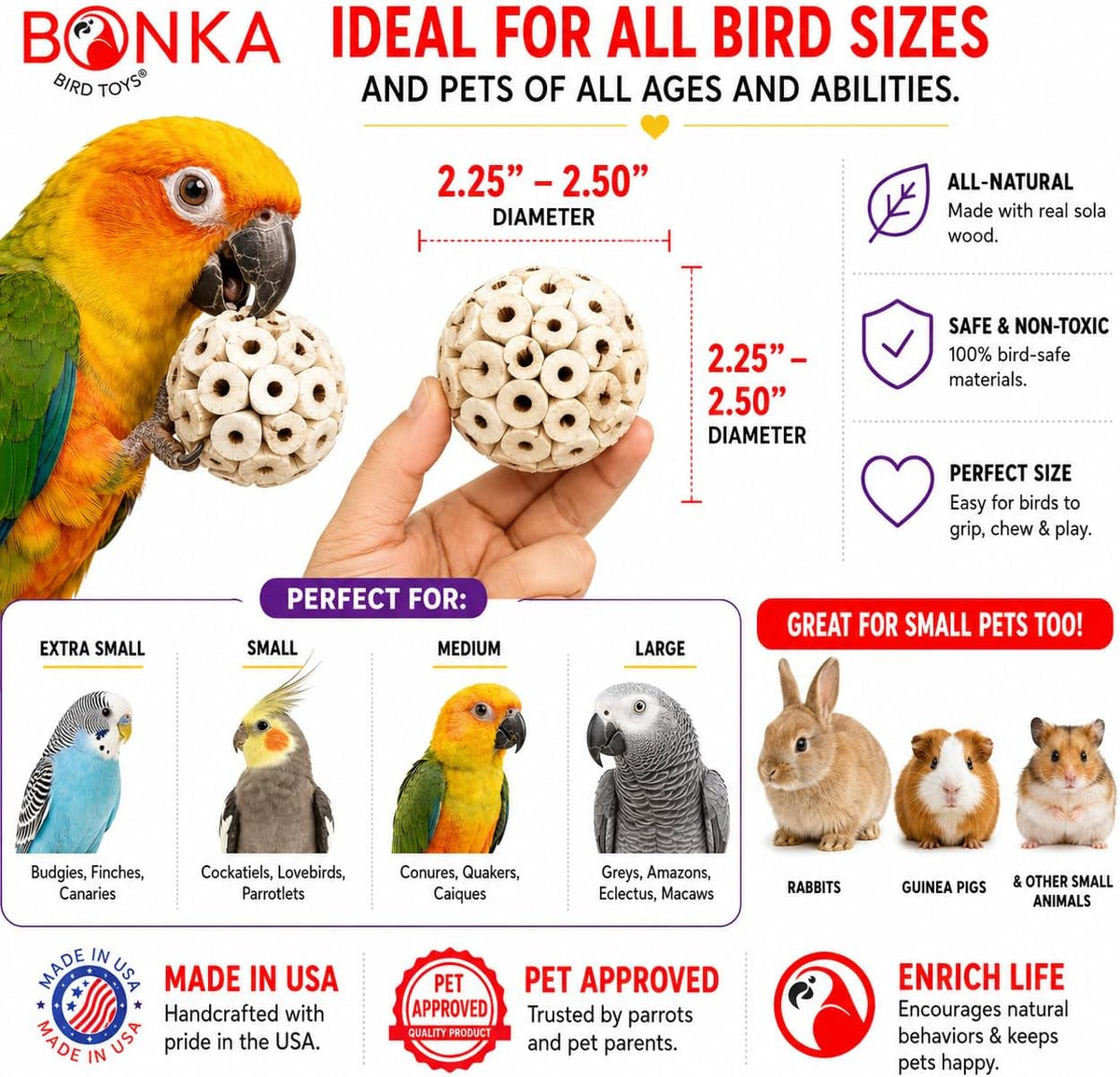 Bonka bird foot toy made of sola pith