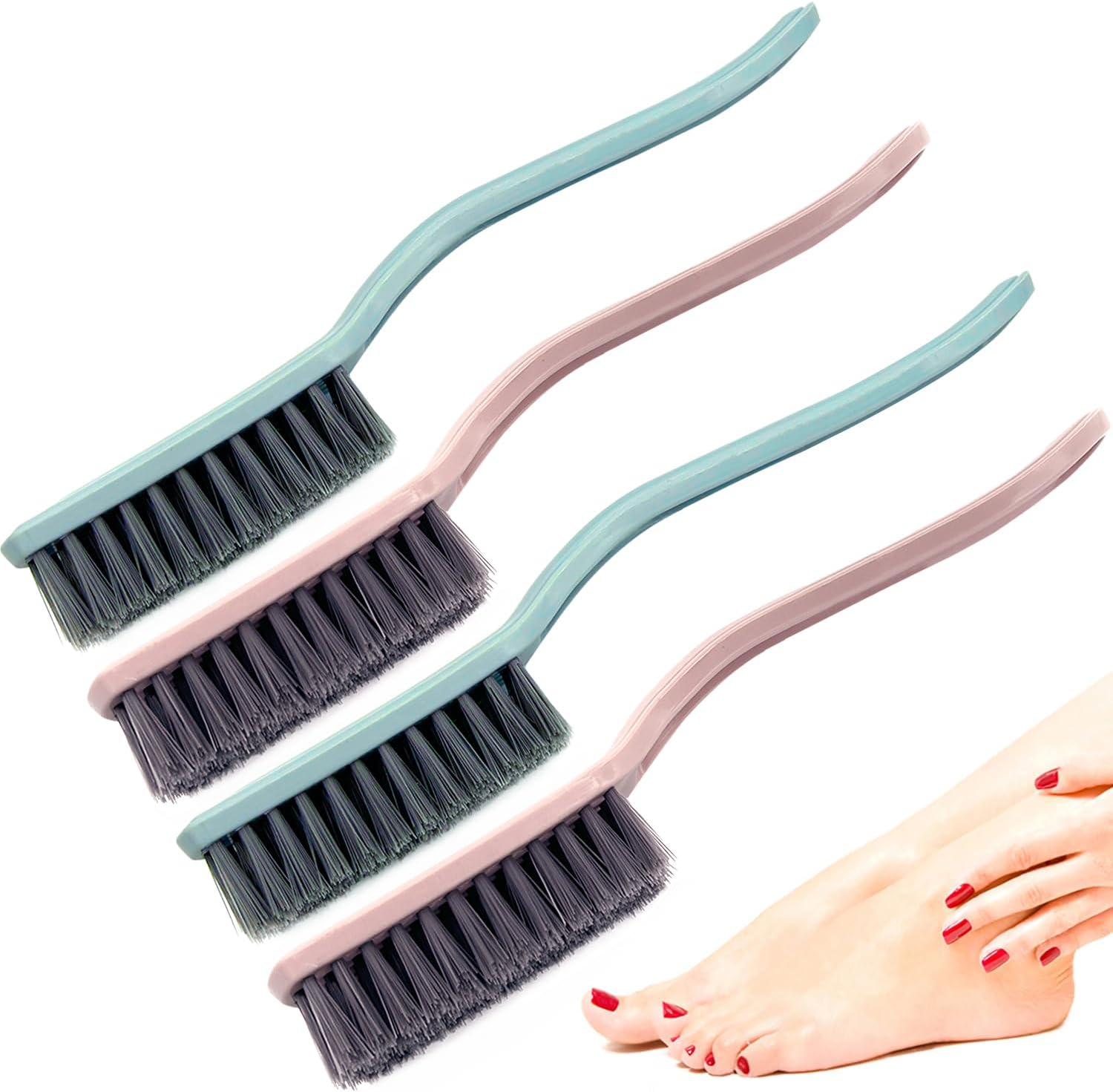 Xjinmin hand nail scrub brush front view showing pastel pink color
