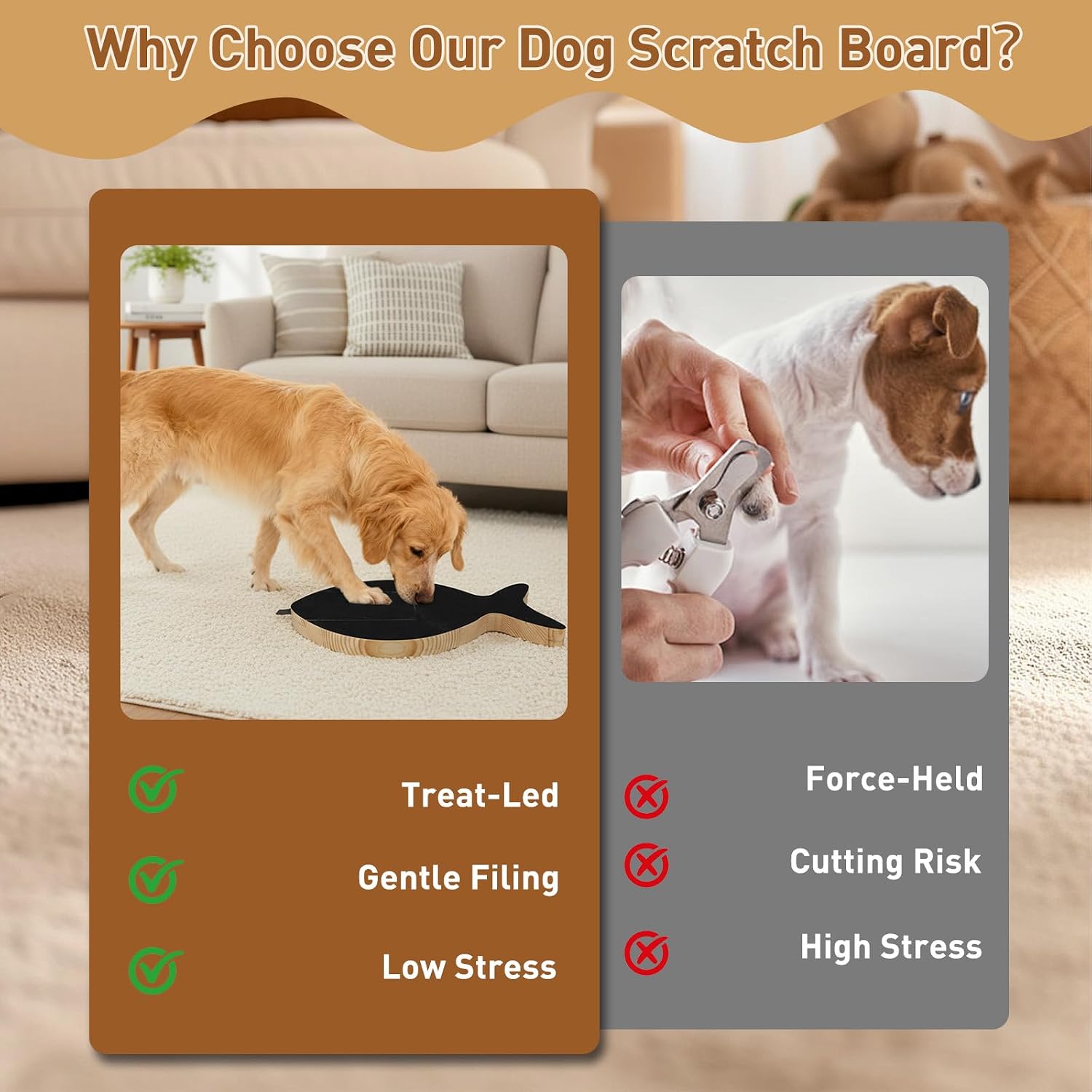 Vivifying dog scratch board showing interactive treat drawer mechanism