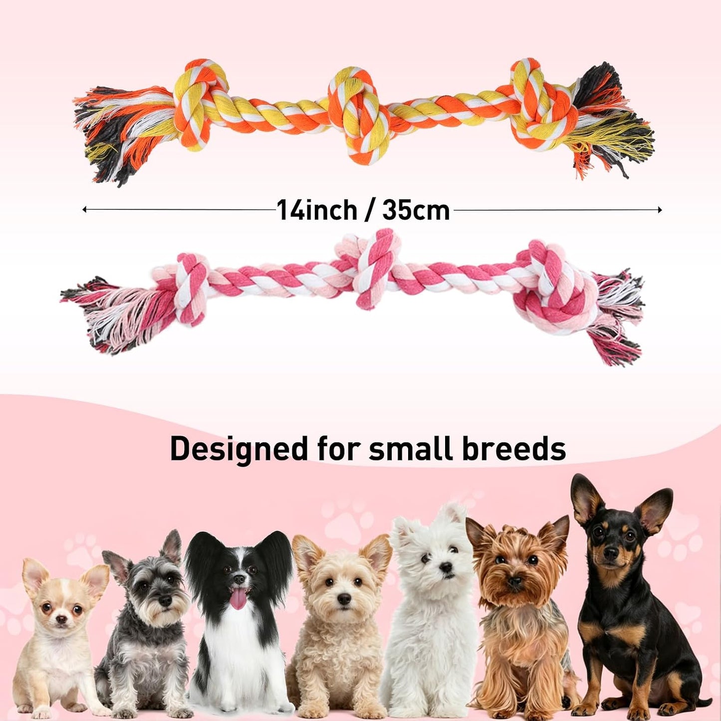 SZEE three knot chew rope for small breeds puppy teething close up view