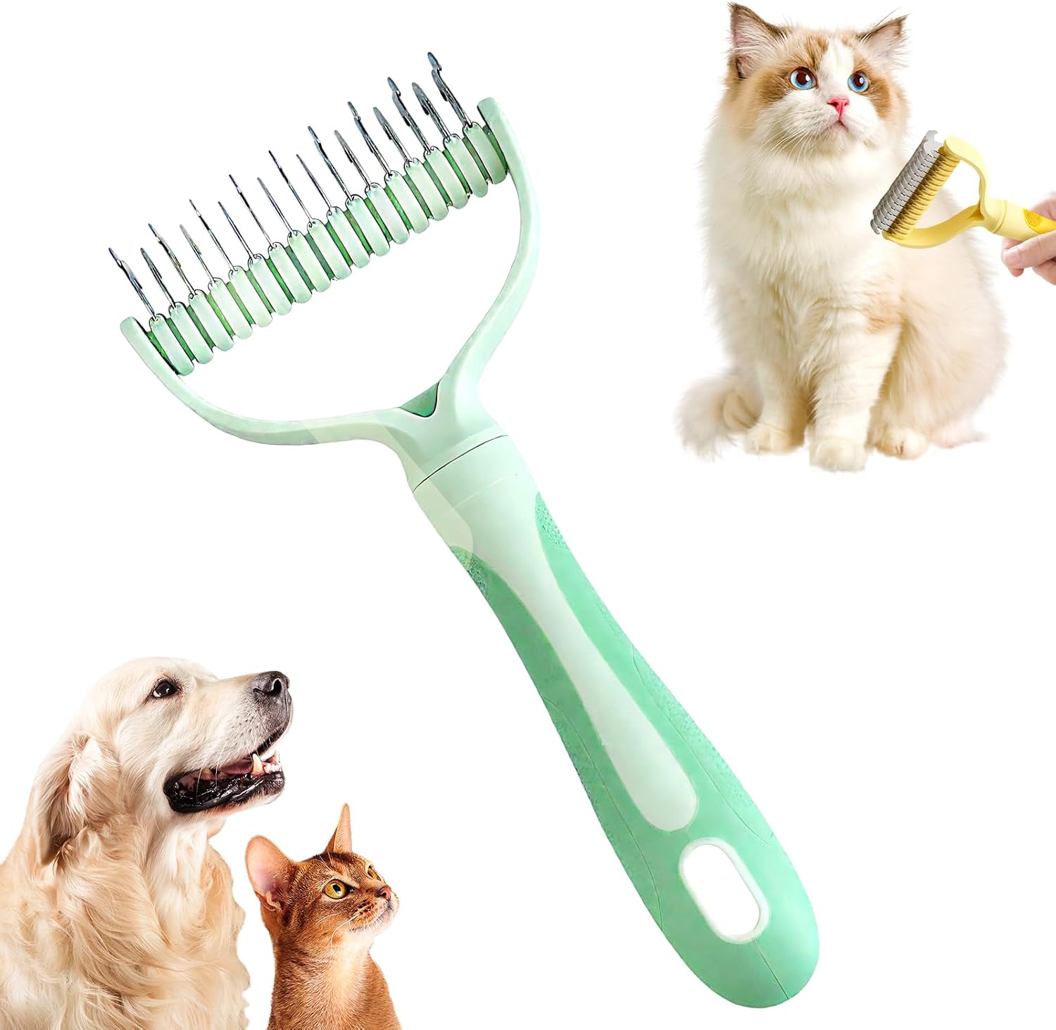 Double-Sided Pet Grooming Brush, 2026 New Undercoat Rake for Long Haired Pets, Multi-Functional Dematting Comb for Home Grooming, Pet Hair Removal Brush for Pet Owners (Blue, 1pcs) - Image 14