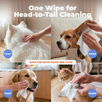 Extra large eight by nine inch lavender pet wipe demonstrating thickness and size.