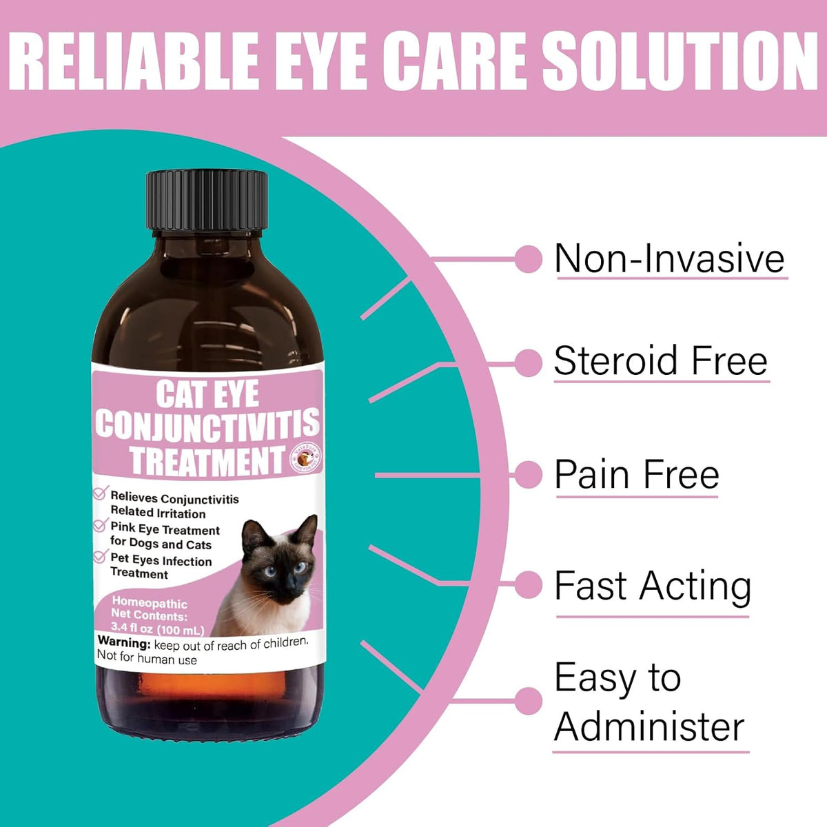 Homeopathic pink eye treatment for cats and dogs side packaging details