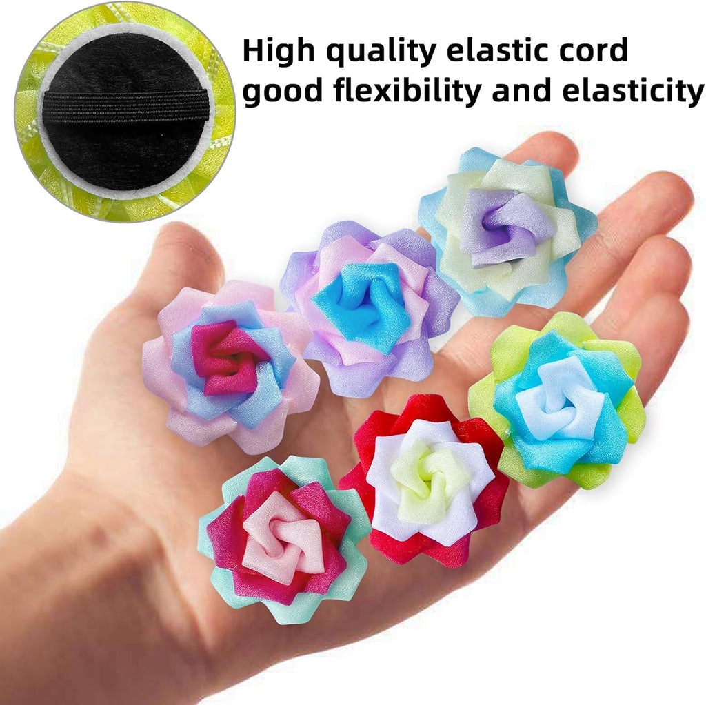 Assorted lightweight pastel and vibrant fabric flowers for puppy and kitten collars