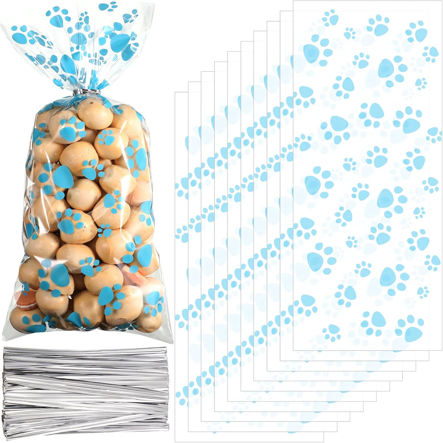 High quality transparent OPP plastic bag with black paw design