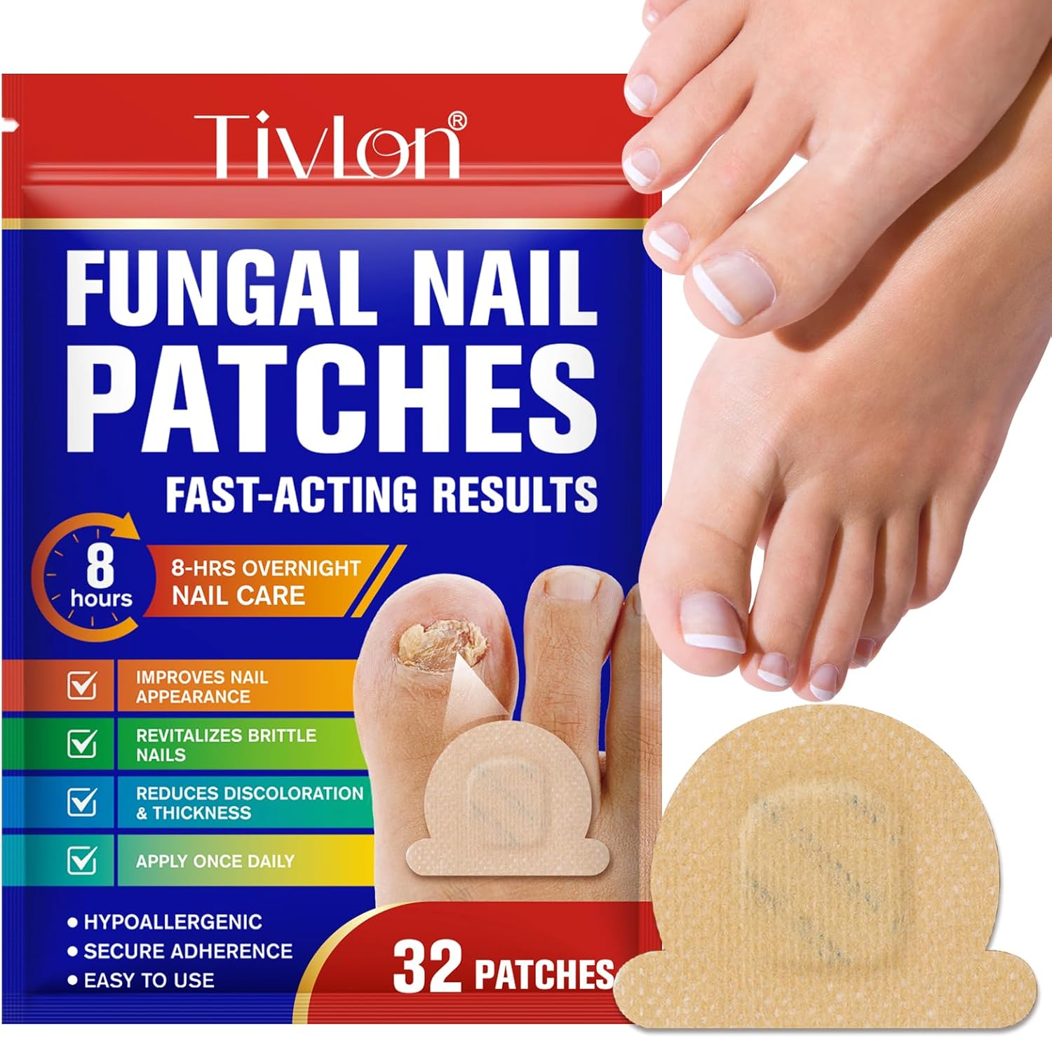 VigorWell Toenail Fungus Treatment Extra Strength 32 piece box front view for fungal nail repair.