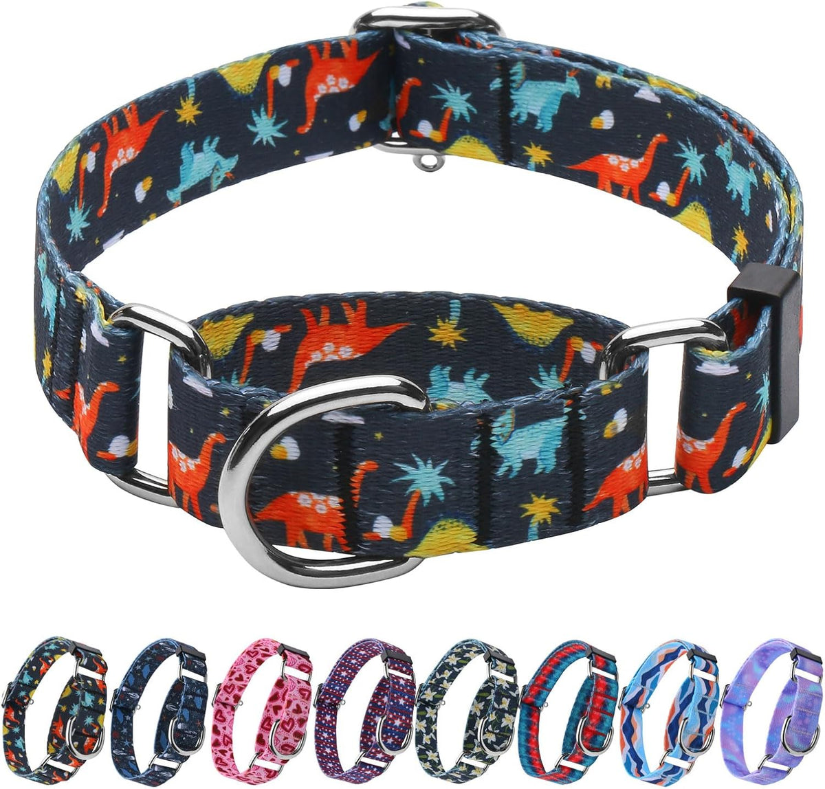Hikiko Martingale Collar for Dogs with No Buckle Floral Daisy Dog Collars Soft Nylon No Pull Dog Collar for Large Dogs,Green Flower,L - Image 10