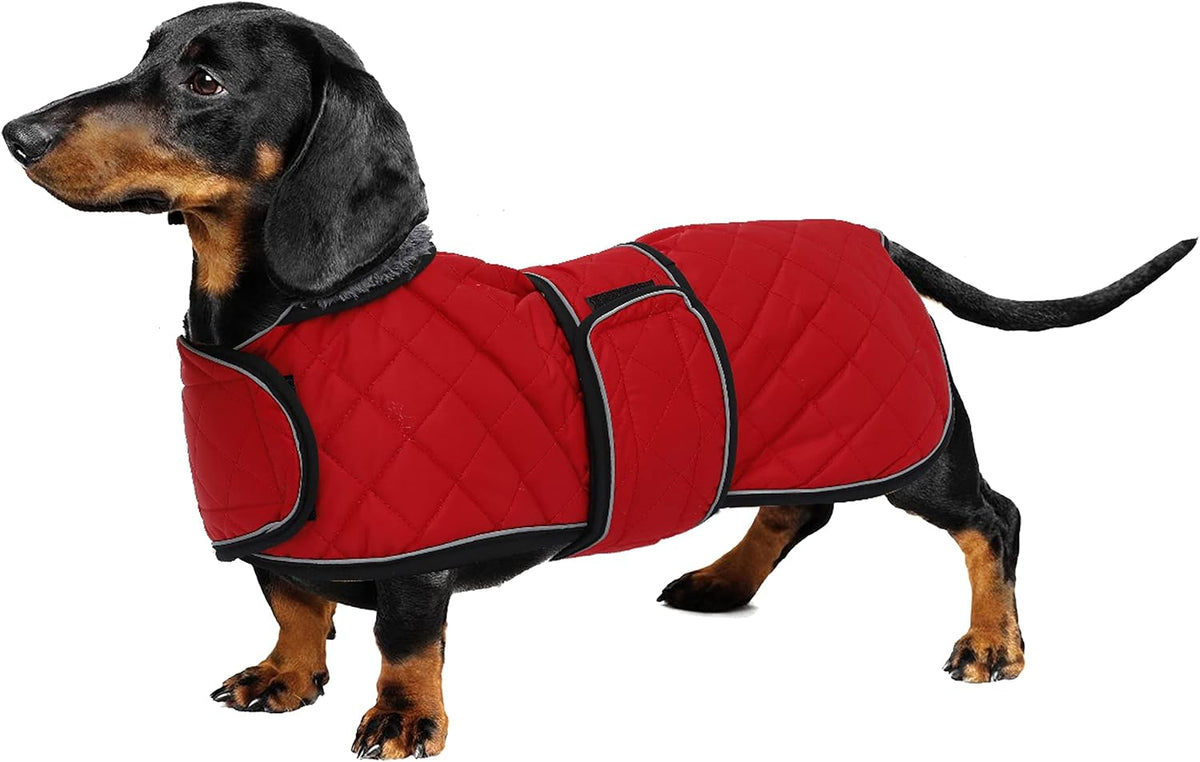 Warm Thermal Quilted Dachshund Coat, Dog Winter Coat with Warm Fleece Lining, Outdoor Dog Apparel with Adjustable Bands for Medium, Large Dog-Pink-M - Image 14
