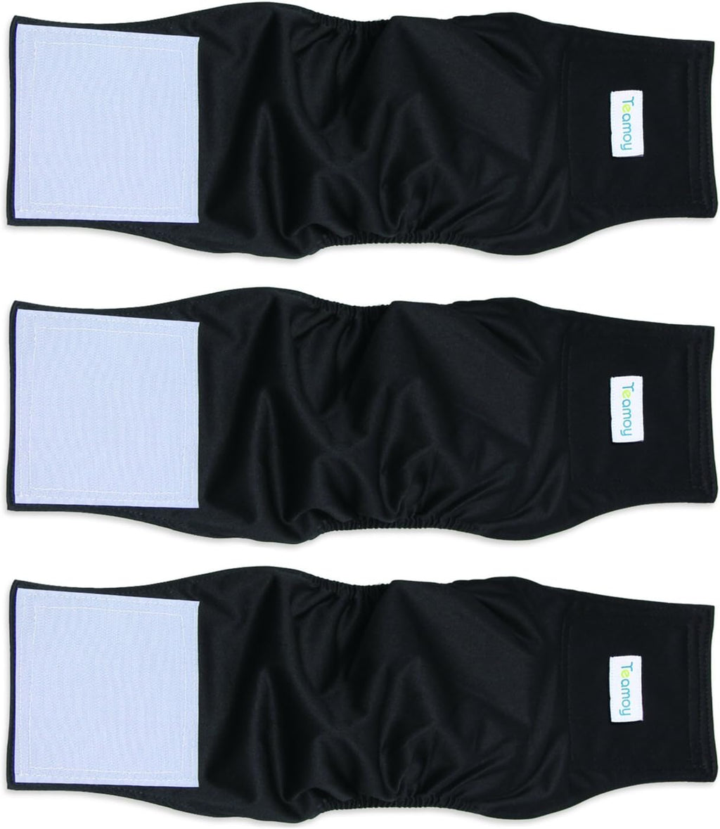Teamoy Reusable Wrap Diapers for Male Dogs, Washable Puppy Belly Band Pack of 3 (M, 13"-16" Waist, Black+ Gray+ Lake Blue) - Image 11