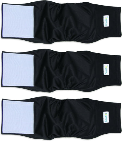 Teamoy Reusable Wrap Diapers for Male Dogs, Washable Puppy Belly Band Pack of 3 (M, 13"-16" Waist, Black+ Gray+ Lake Blue) - Image 11