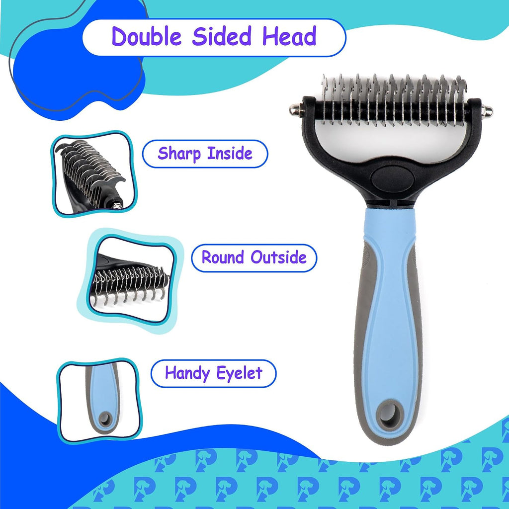 Close up of stainless steel dematting rake teeth