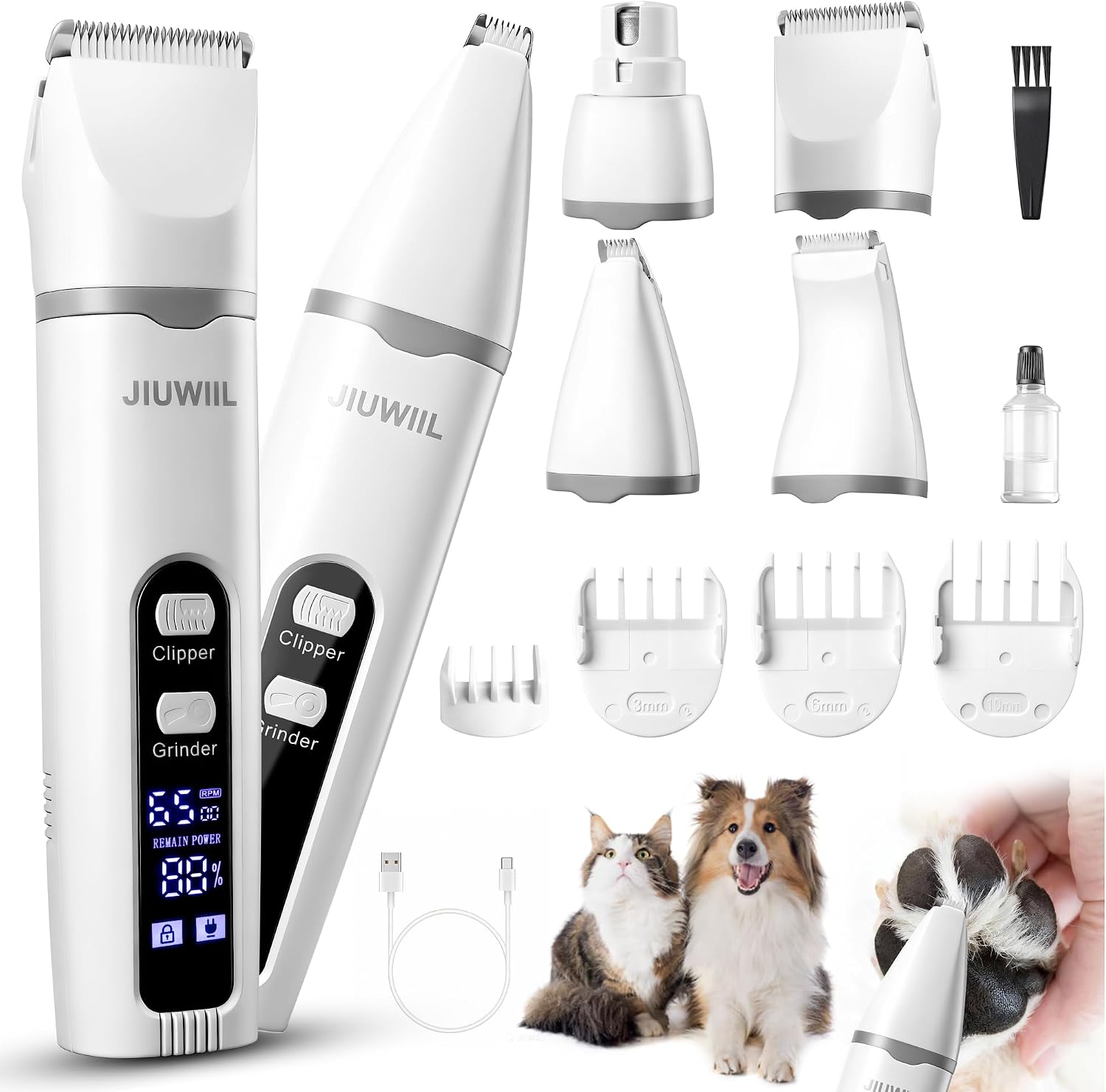 JIUWIIL dog clippers for grooming kit front view cordless pet trimmer machine