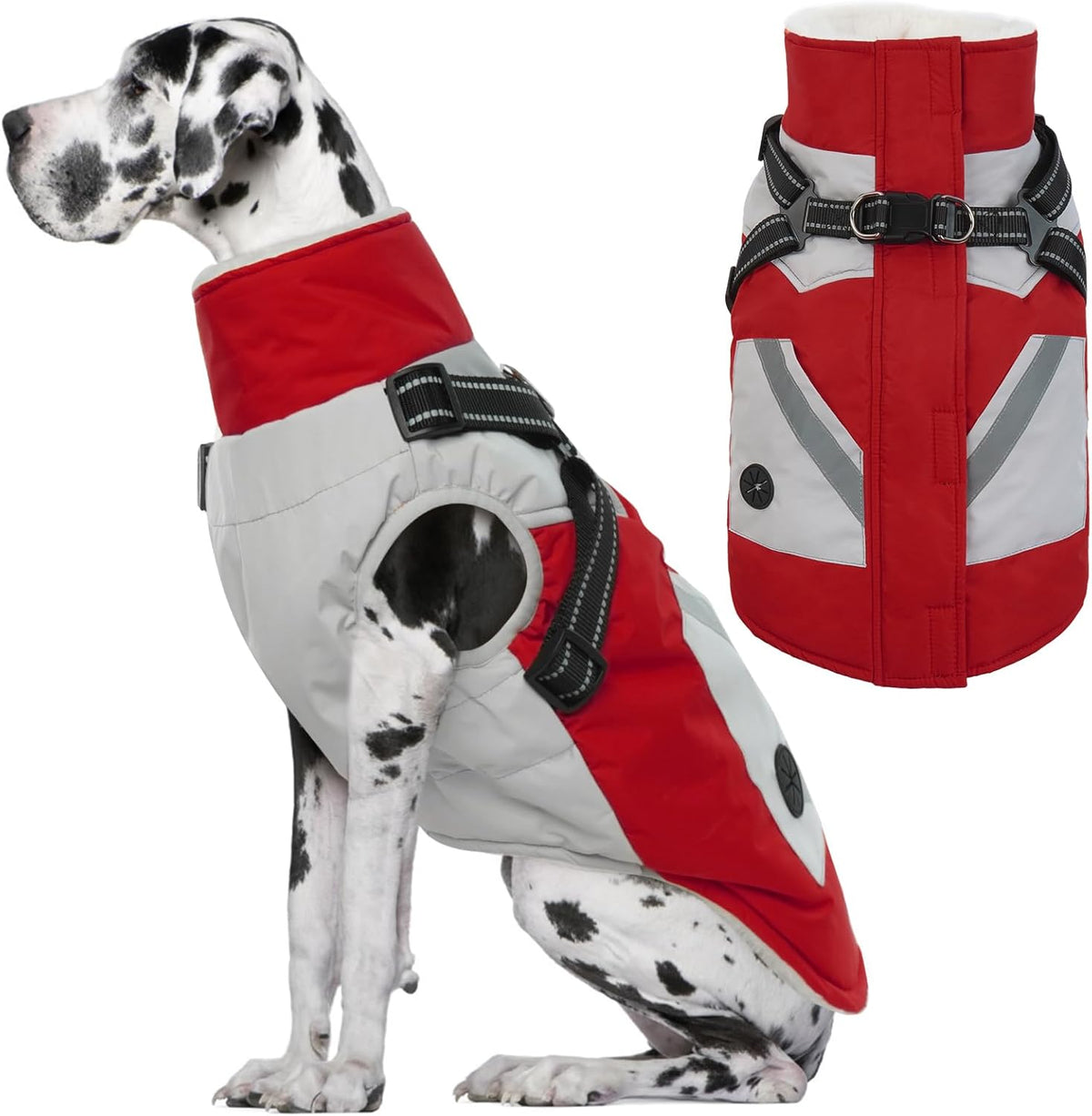 IECOii Dog Coat for Large Dogs, Orange, X-Large - Waterproof Winter Fleece Jacket with Harness, Turtleneck, Reflective Straps, Zipper Closure - Image 13