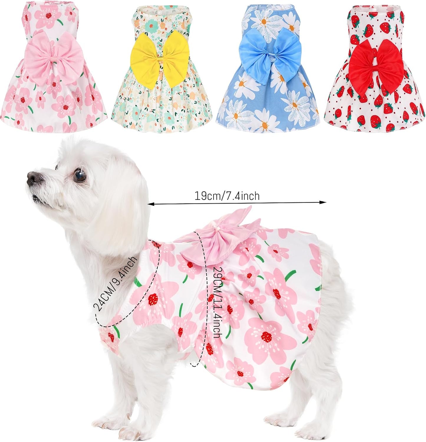 Choyaxo floral puppy skirt with large bow embellishment close up view