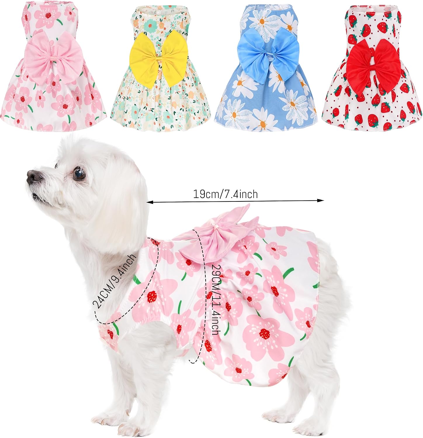 Choyaxo floral puppy skirt with large bow embellishment close up view