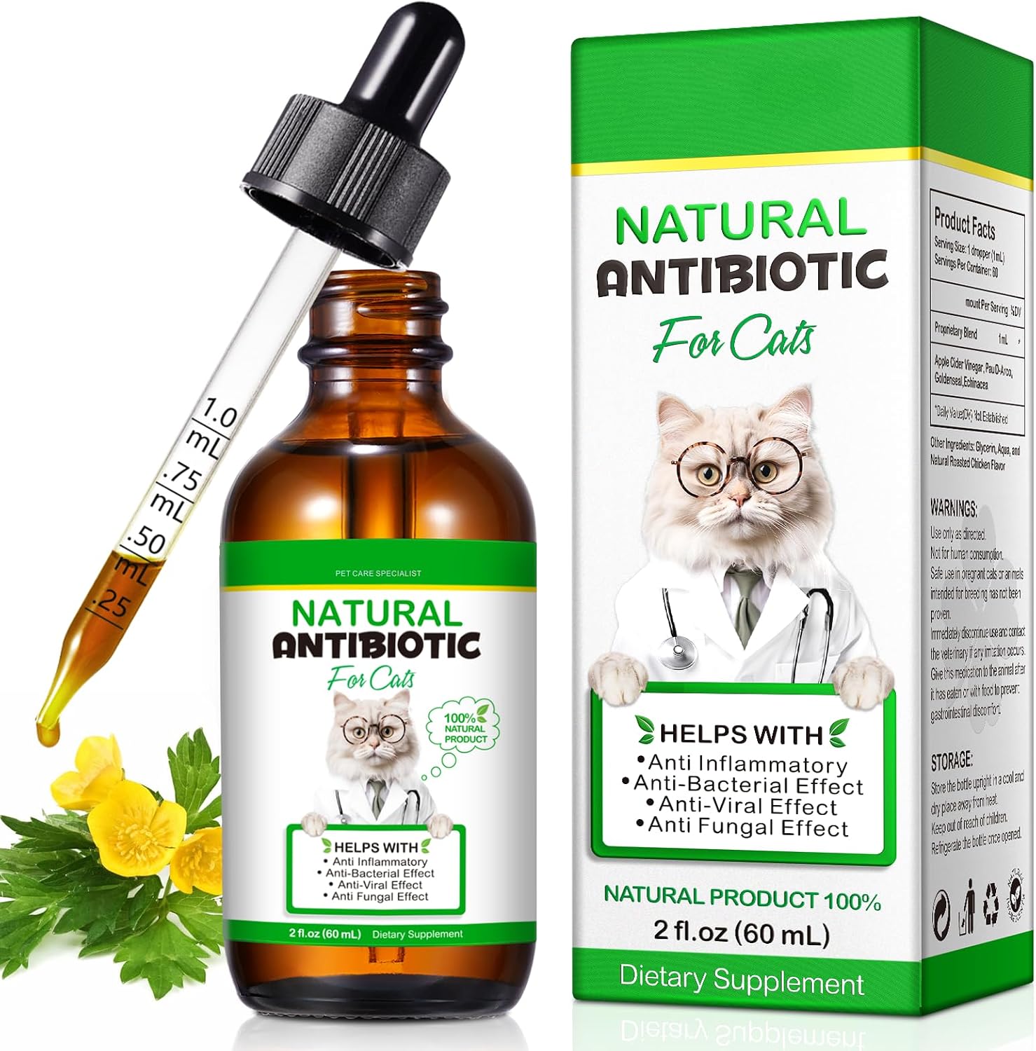 Alivo natural cat antibiotics for infections 60ml bottle front view