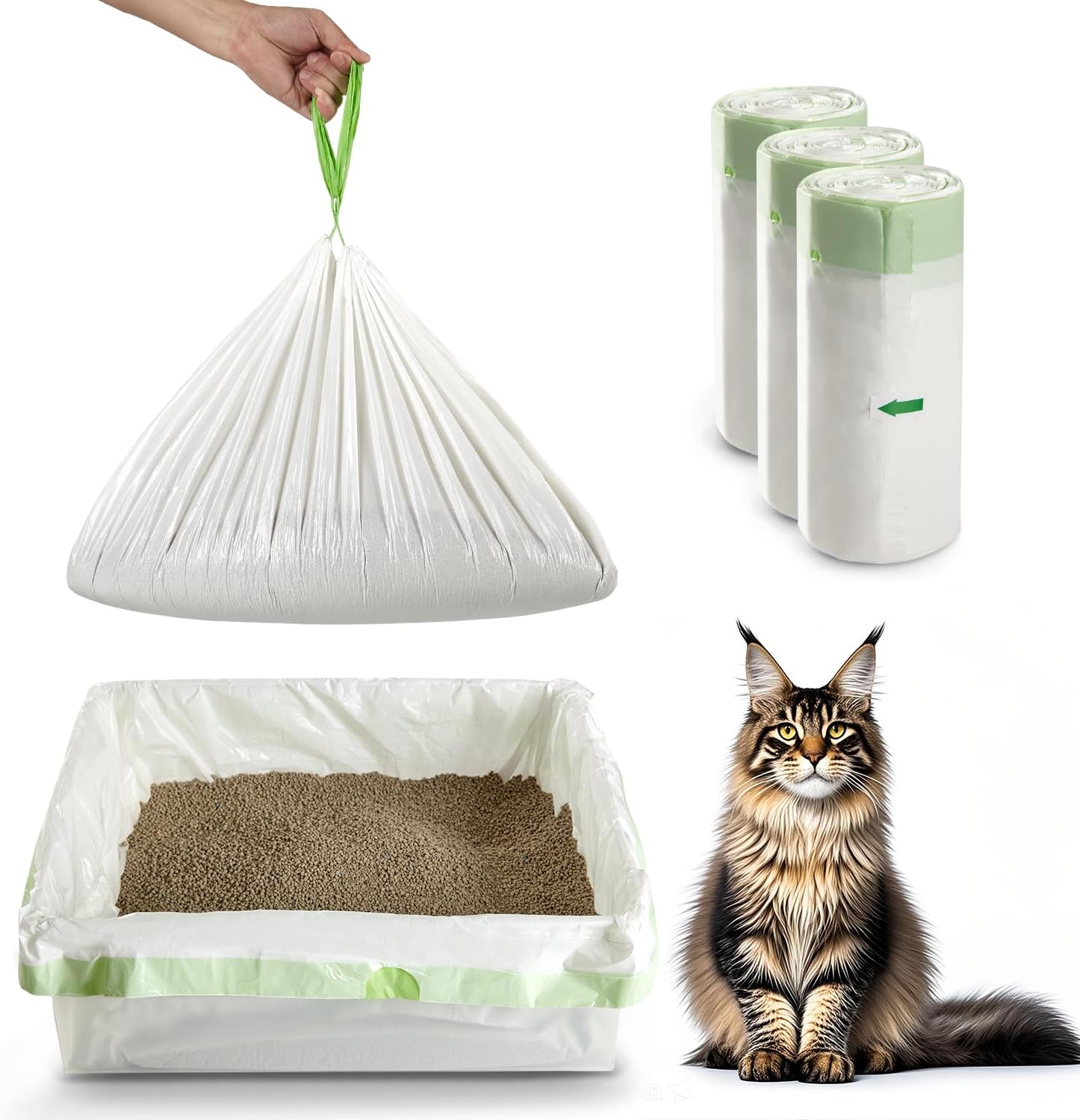 Swodition cat litter box liners front view showing jumbo packaging layout.