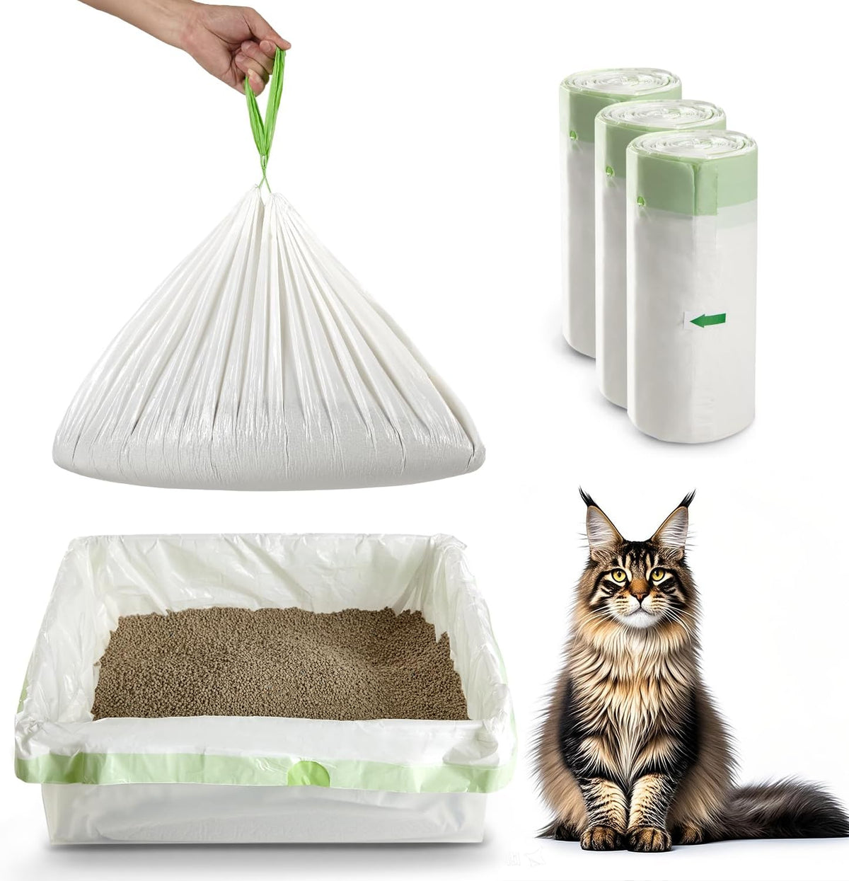 Swodition cat litter box liners front view showing jumbo packaging layout.