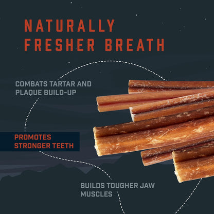 Wild Wolf single ingredient rawhide alternative dog treats showing length comparison.