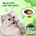 Close up of the crunchy and creamy cat flea chewables displaying their unique dual-texture formulation.