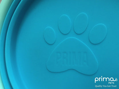 Top-rack dishwasher safe aqua silicone pet feeding bowl top view